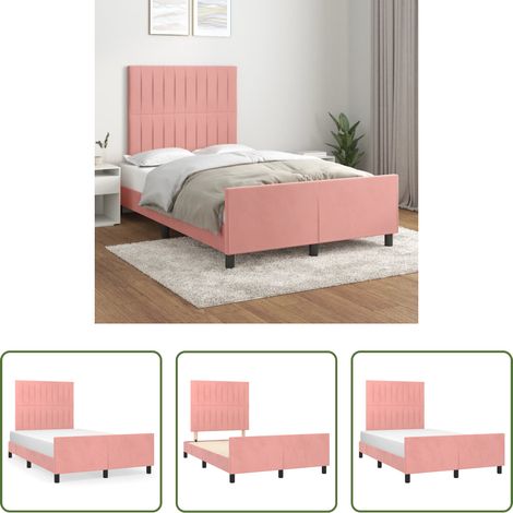 Kopfteil - Bettgestell ohne Matratze Rosa 120x190 cm Samt (1/5)