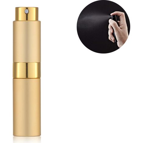 Atomiseur Parfum - 8 ml - Aluminium Anodisé avec Réservoir en Verre - Spray Rétractable par Rotation - Pour Voyage et Soins Quotidiens - 1 Pièce (1/5)