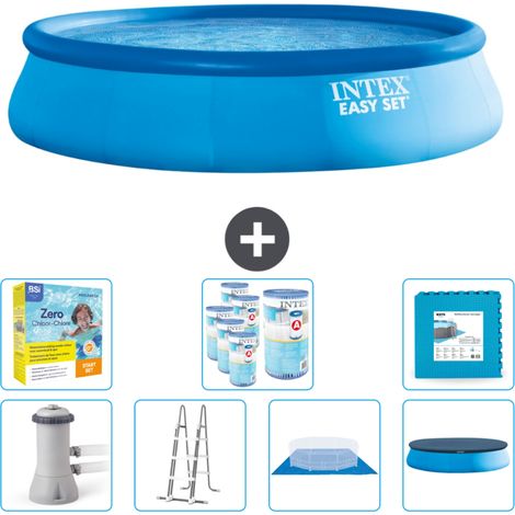 Intex runder aufblasbarer Easy Set-Schwimmpool – 457 x 107 cm – Blau – Inklusive Zubehör CB48 (1/4)