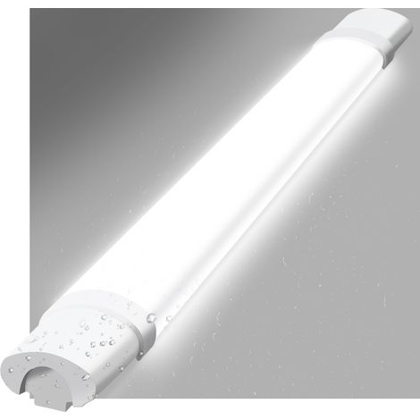 Lámpara de techo LED GBLY impermeable de 90 cm - Tubo LED de 24 W y 3000 lm - IP65, resistente al agua, 5000 K, para sótano, taller, bañera, salón, oficina, cocina y garaje. (1/5)