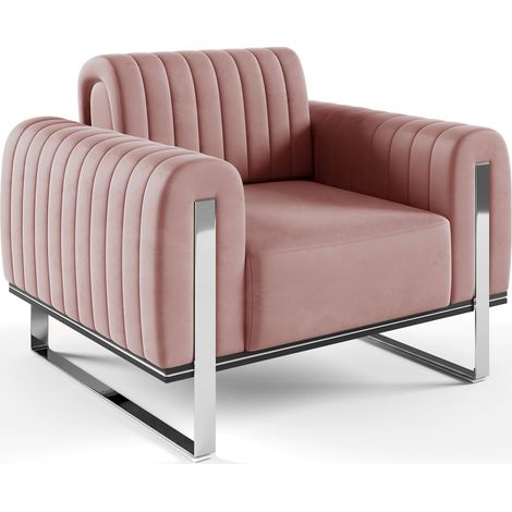 Selsey Parissa - Sessel, Samt Rosa verchromte Füße, 106 cm (1/5)