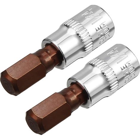 Set di 2 bussole esagonali da 1/4" x H8 (8 mm), realizzate in acciaio S2 CR-V, lunghe 1,5". Compatibili con cricchetti, barre scorrevoli ed estensioni.
