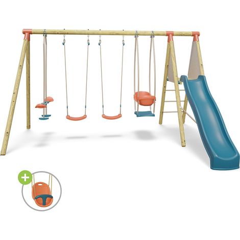 Balançoire en bois 2,30 m Topwood XOLTI 2 - 8 enfants
