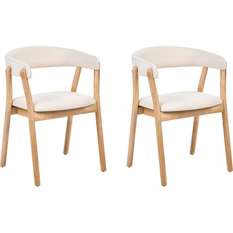 Esszimmerstuhl 2er Set MYLO Stoff Hellbraun / Cremeweiß