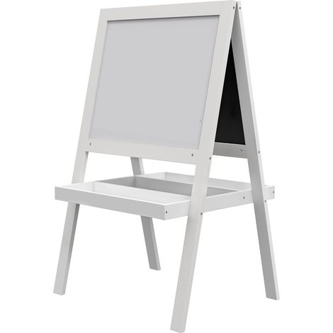 Tableau chevalet enfant 2-en-1 : face ardoise magnétique et face tableau noir à craie blanc (1/5)