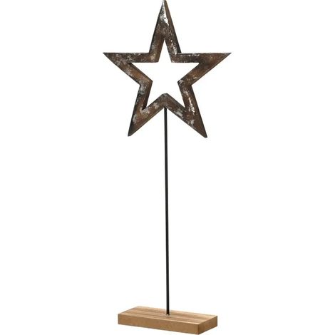 Estrella decorativa de MDF con base de madera 20 × 46 cm