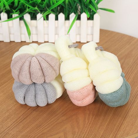 Éponges de douche et de bain en luffa (52 g/pièce) - Grande éponge en maille pour gel douche, exfoliante douce pour une peau soyeuse, nettoyage complet, mousse onctueuse - Lot de 5 - Accessoires de ba (1/3)