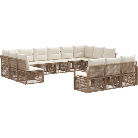 Gartensofa-set 13 pcs Beige Poly-Rattan vidaXL