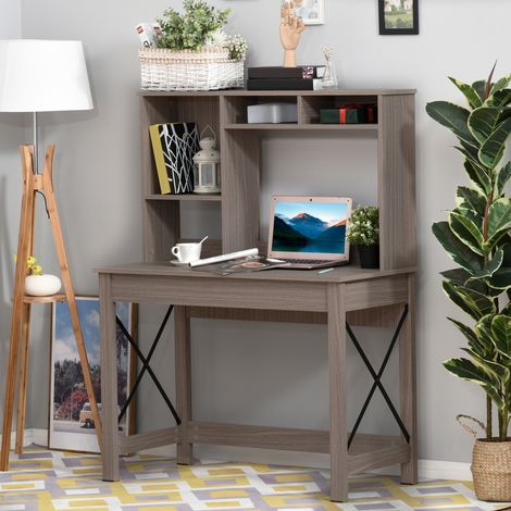 Bureau bibliothèque moderne en bois avec étagères pour petits espaces, meuble pratique pour maison et chambre, 105 x 50 x 137,5 cm, marron