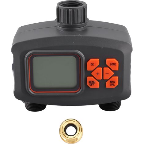 Programmateur d'arrosage 2 voies automatique pour robinet G3/4, contrôleur d'irrigation de jardin avec adaptateur G1/2, étanche et facile à installer (1/5)