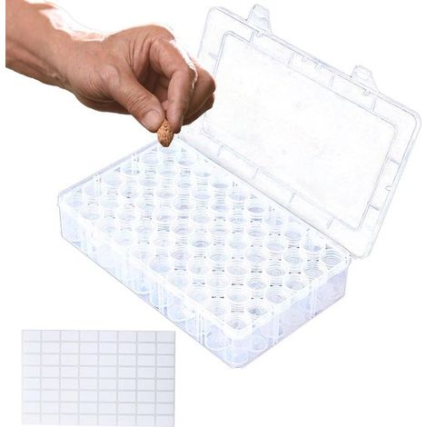 Caja de almacenamiento de semillas - Organizador - Clasificación de semillas - 60/24 compartimentos - 64 pegatinas - Transparente (1/5)