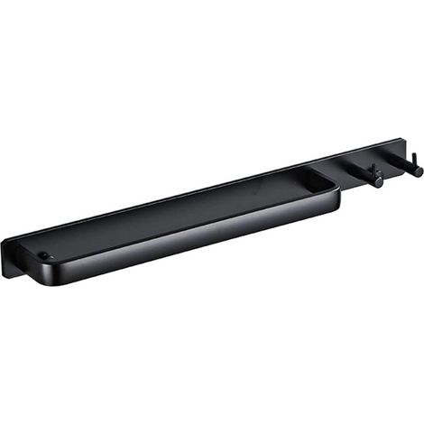 Toallero de pared de aluminio negro de un solo nivel con 2 ganchos – Para baño, hotel o cocina 405,53,5cm (1/5)