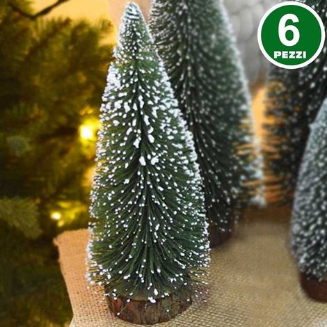 Trade Shop - Set 6 Alberelli Innevati Mini Albero Di Natale 23cm Decorazioni Addobbi Natalizi - (1/2)