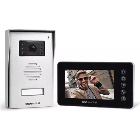 Scs Sentinel – Interphone vidéo filaire 4.3" avec vision nocturne – Platine résistante en aluminium – Indice de protection IP44 – Gâche électrique incluse