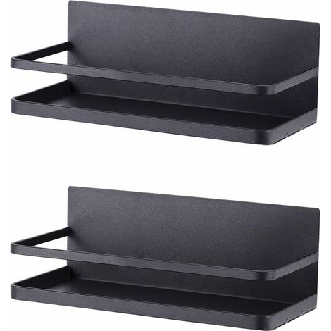 SHINING HOUSE Estante magnético para especias para refrigerador, estante magnético para especias, organizador para refrigerador, ahorro de espacio, 2 piezas, negro mate (1/5)