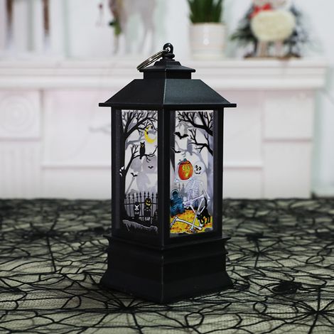 Halloween-Windlaterne LED-Kerzenlicht Kürbis-Kunststofflaterne Ornament Geisterfest Geschenk