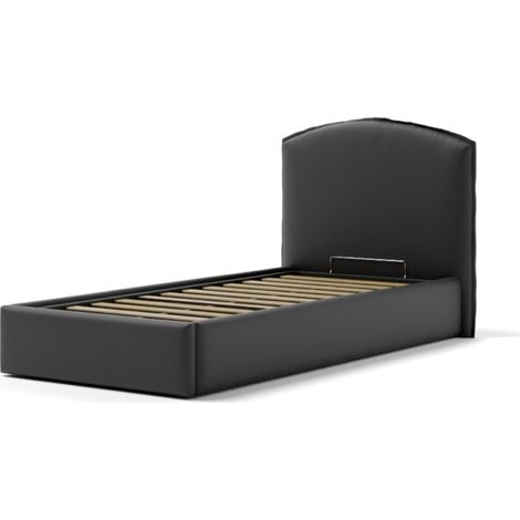 letto singolo contenitore "moon" in ecopelle nero 90x190 cm (1/4)