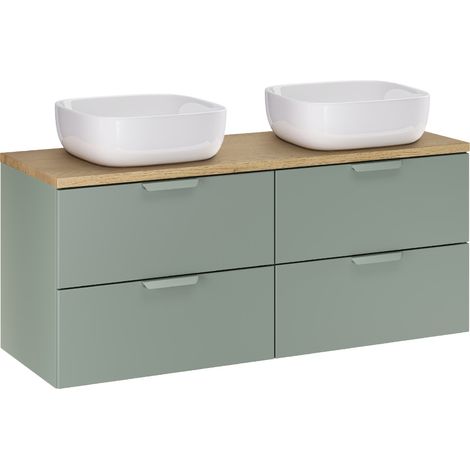 Doppelwaschtisch 120.6cm Oria mit 4 Schubladen, Grün