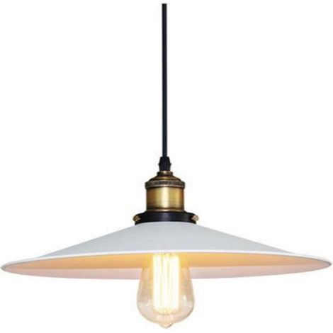 Industrielle Pendelleuchte Metall Eisen Hängelampe E27 Retro Lampenschirm Licht für Küche Wohnzimmer Esszimmer Cafét Bars - 
30cm Weiß