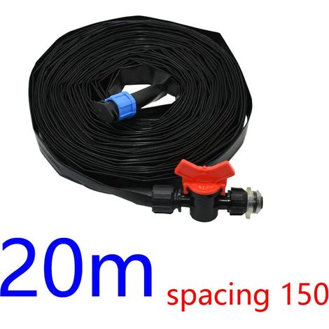 (20 m et connecteur) Ruban d'irrigation goutte à goutte pour système d'irrigation, diamètre 16 mm, épaisseur de paroi 0,2 mm, espacement 150 mm (1/5)
