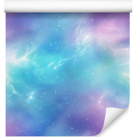 Papier peint aquarelle galaxie azur, bleu, céladon et turquoise 50x1000 cm (1/5)