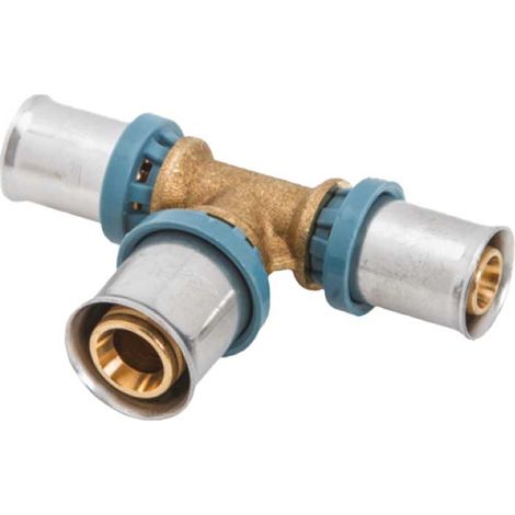 TEE MAGGIORATO A PRESSARE PER TUBO MULTISTRATO UNIDELTA Ø16 x Ø20 x Ø16