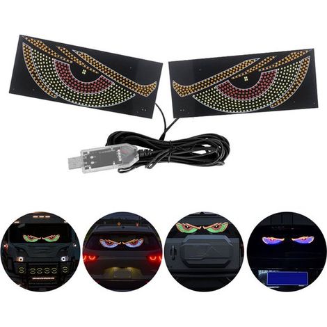 Luci dinamiche "Occhi di Demone" per auto (set da 2) LED rossi, gialli e verdi con emoji, universali per camion e auto