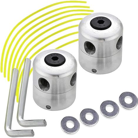 2 Pièce Tête De Coupe En Aluminium,Ensemble De Tête De Coupe Gazon,Cordon En Nylon Pour Bandeau De Tondeuse Universel,Tête De Coupe En Corde D'aluminium Pour Tondeuses A Gazon (1/5)