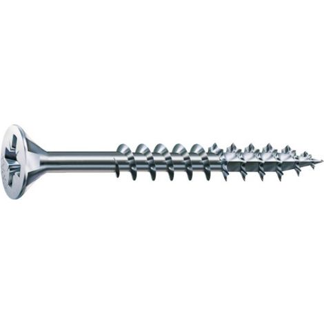 Vis à bois aggloméré tête fraisée empreinte pozidriv acier zingué blanc partiellement filetées Wirox. Ø 5 mm. longueur 120 mm. b - SPAX FRANCE