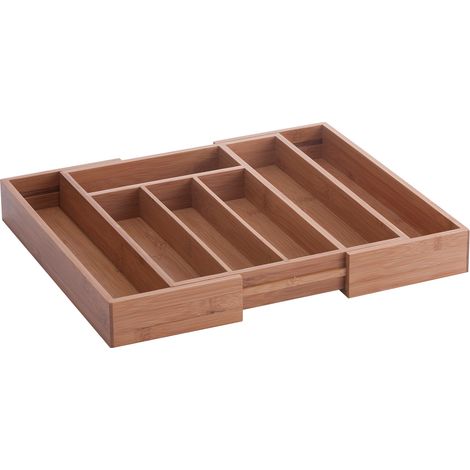 Zeller 25322 Cassetto per Posate Estensibile in bambù, 28,5-40 x 33,5 x 5