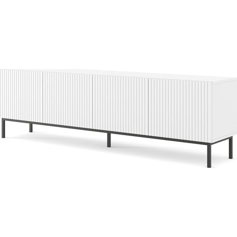 MOBILE RAVENNA B PORTA TV IN MDF RIVESTITO 4D 200 BIANCO OPACO TELAIO NERO