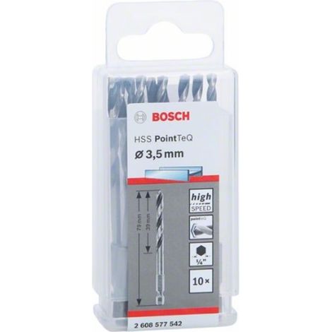 Broca espiral Bosch pointteq hex HSS 3,5 mm 10 piezas