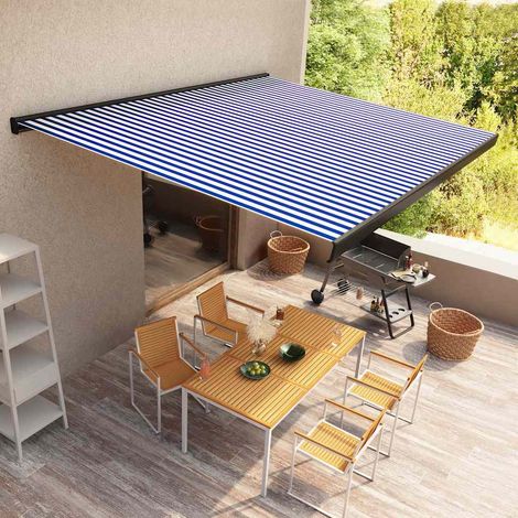 Toldo de carrete motorizado azul y  400x300 cm