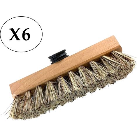 Lot de 6 Brosses en chiendent, conçues pour un nettoyage Efficace et Polyvalent - Pour balai lave pont - Brosse de 22 cm