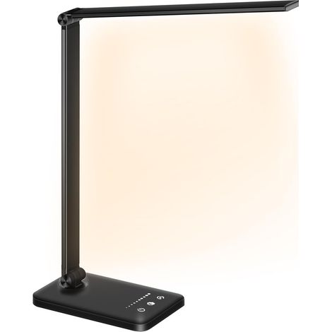 Tigrezy LED-Schreibtischlampe, dimmbare Tischlampen, 10 Helligkeitsstufen, 5 Farbmodi, Touch-Control-Augenschutz, mit USB-Anschluss/Timer-Funktion, klappbar/drehbar (1/5)