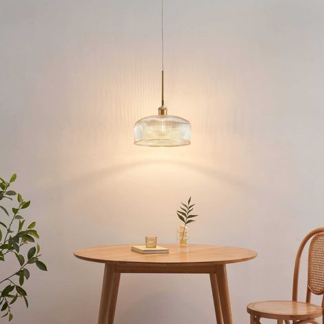 Suspension vintage verre ambré strié look rétro - Auréline (1/5)