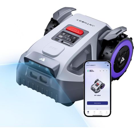 ANTHBOT M9 Robot Tondeuse - 1000 m², NetRTK, 4G, 5000 mAh,150 m²/h, Pente de 24° (45%), Gestion Multi-Zones, Zones Interdites, Détection d'obstacles par IA, Réglage de la Hauteur de 3 à 7 cm (1/5)