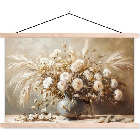 AFFICHE AVEC CADRE MAGNÉTIQUE Fleurs - Vase - Nature morte - Beige 90x60 (1/3)
