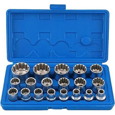 Jeu de 19 douilles Torx multidents à entraînement 1/2 poucetailles 8 à 32 mmincluant les douilles E10 à E40 pour une utilisation polyvalente (1/5)
