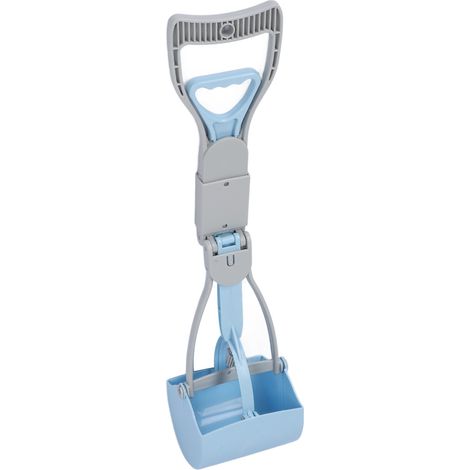 Ramasse-crottes incassable pour chiens, manche long, ressort haute résistance, grande capacité, pour ramasser facilement l'herbe et les graviers, 59 cm, bleu (1/5)
