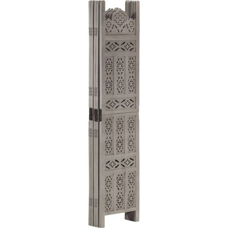 Cloison de séparation 5 panneaux Gris 200x165 cm Bois manguier CFW285290 (1/5)
