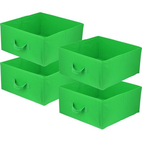 Boîte textile 31x31x15 verte - Lot de 4