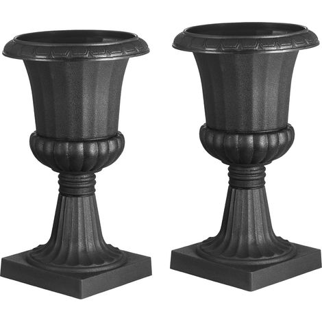 Cache-pots en plastique noir 40 x 67 cm lot de 2, jardinières classiques pour fleurs, intérieur et extérieur, vases déco mariage, fête, maison, scène, jardin, balcon, terrasse (1/5)