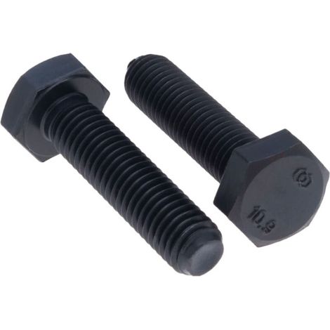 M10x40 Sechskantschrauben, hochfester Stahl, schwarze Sechskantschrauben, Zylinderschrauben für Metallkonstruktionen, Maschinen, Heimwerkerarbeiten, Festigkeitsklasse 10.9 DIN933 10 mm x 40 mm (10er-P