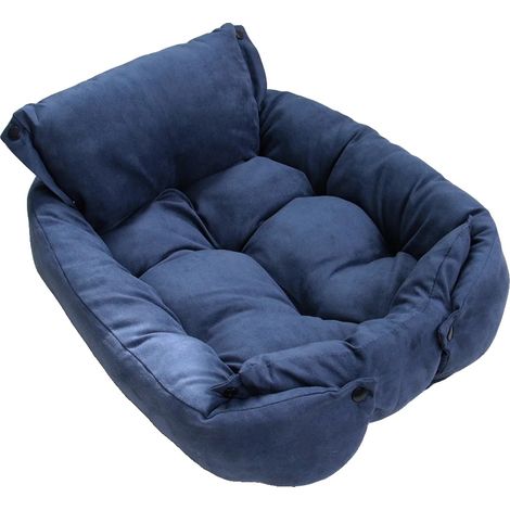 Cama para perros, algodón suave, lavable a máquina, Azul-b, M-b (1/2)