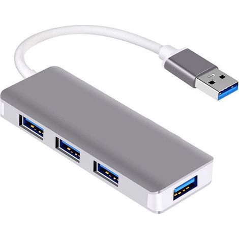 Hub USB 3.0 à 4 ports ultra-fin et extra-léger en aluminium, compatible avec MacBook Air, Mac Pro/Mini, Microsoft et autres périphériques USB. (1/5)