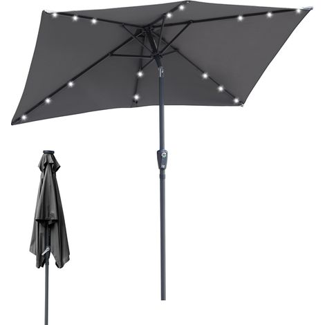 Randaco LED Balkonschirm 1,4 × 2,1 m – Rechteck-Sonnenschirm für kleine Flächen, grau