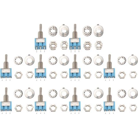 10 PièCes SPDT Mini Interrupteur à Bascule 3 Broches 2 Positions ON/ON Miniature 6A 125V AC -102 (1/4)
