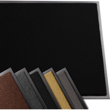 VOUNOT® Tapis de porte paillasson d'entrée - antidérapant antipoussière imperméable lavable - 90x120cm Noir