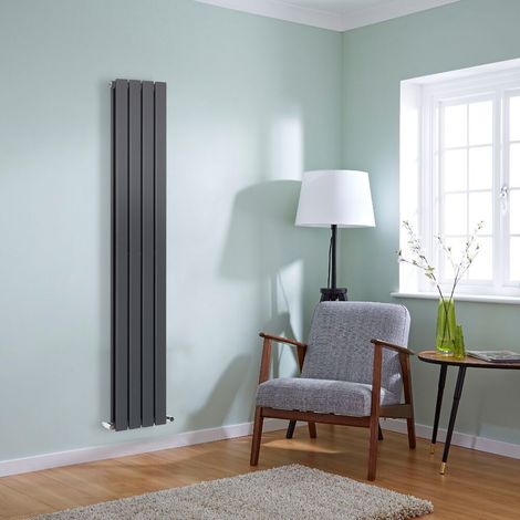 NRG Flat Panel Radiator Designer Column Bathroom Central Heating Anthracite Double 1600x272mm